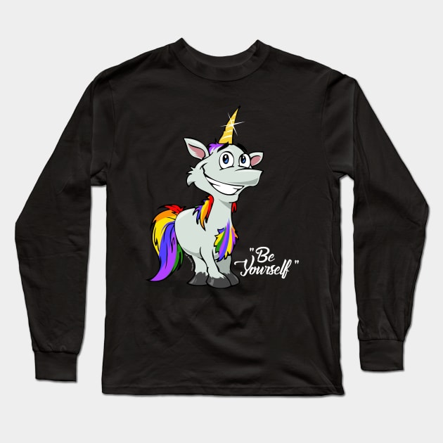 Be Yourself Unicorn #1      Dark Tees Long Sleeve T-Shirt by Illustratorator